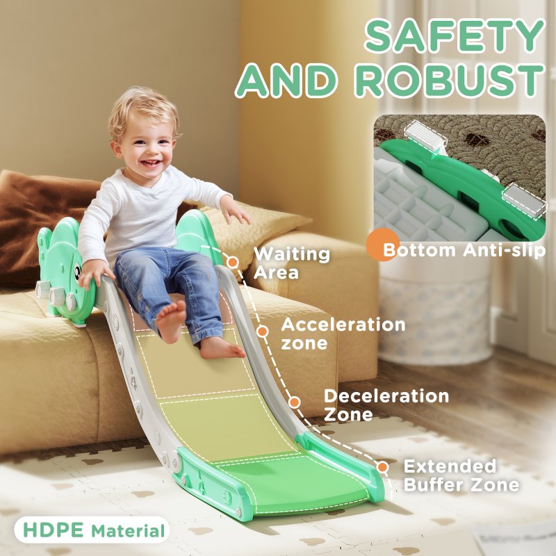 AIYAPLAY Sofa Slide for Kids, Toddler Slide with 130cm Extended Length, Non-Slip Pads, Indoor Kids Slide for Sofa, Bed, Stairs, Easy Assemble & Storage, Green
