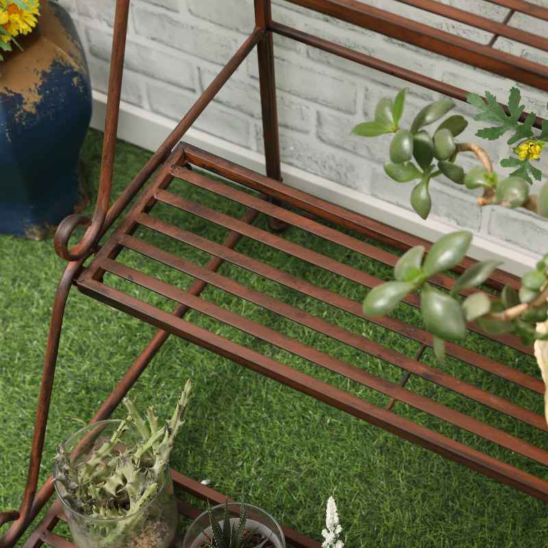 Outsunny 3 Tier Metal Plant Stand, Ladder Flower Pot Display Shelf, Storage Organiser Rack for Indoor Outdoor Patio Balcony Garden