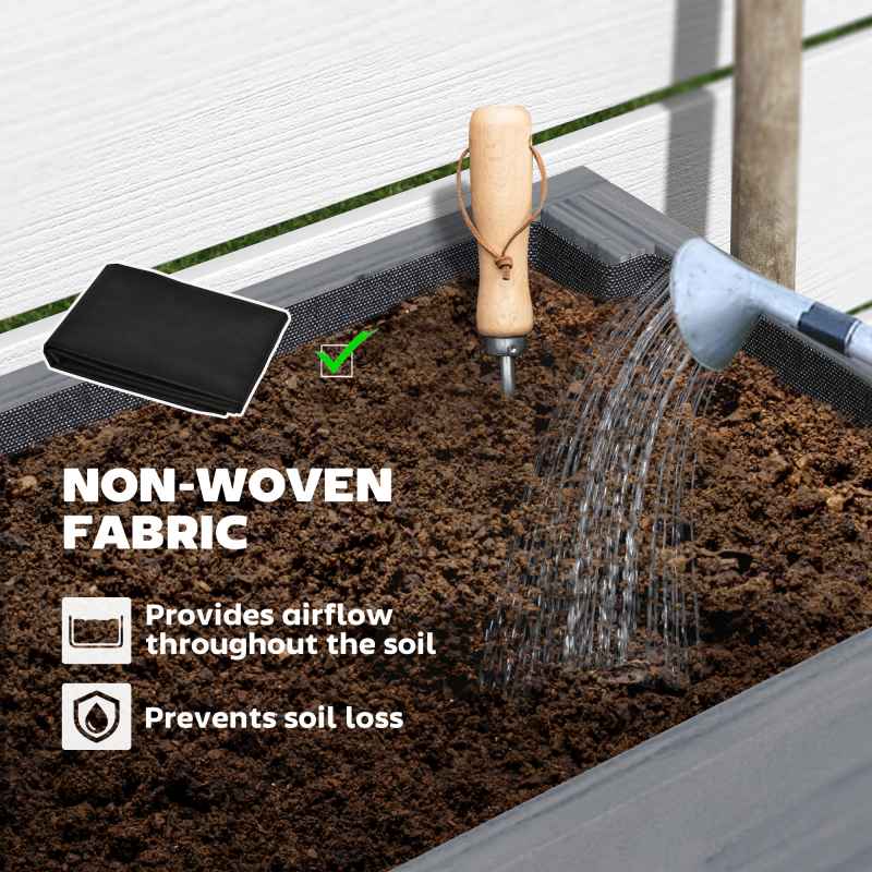 Outsunny Wooden Raised Garden Bed, Elevated Planter Box with Bed Liner, Drainage Holes and Storage Shelf, Raised Planter for Vegetables, Flowers, Herbs, 100 x 30 x 71 cm, Grey