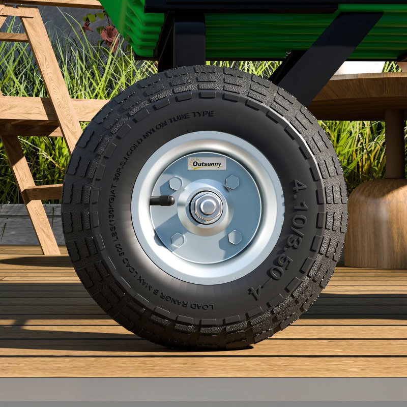 Outsunny Set of 4 Pneumatic Wheels, 10" Wheelbarrow Wheels Replacement for Barn Carts, Hose Carts, Garden Carts, Sack Trucks, Black