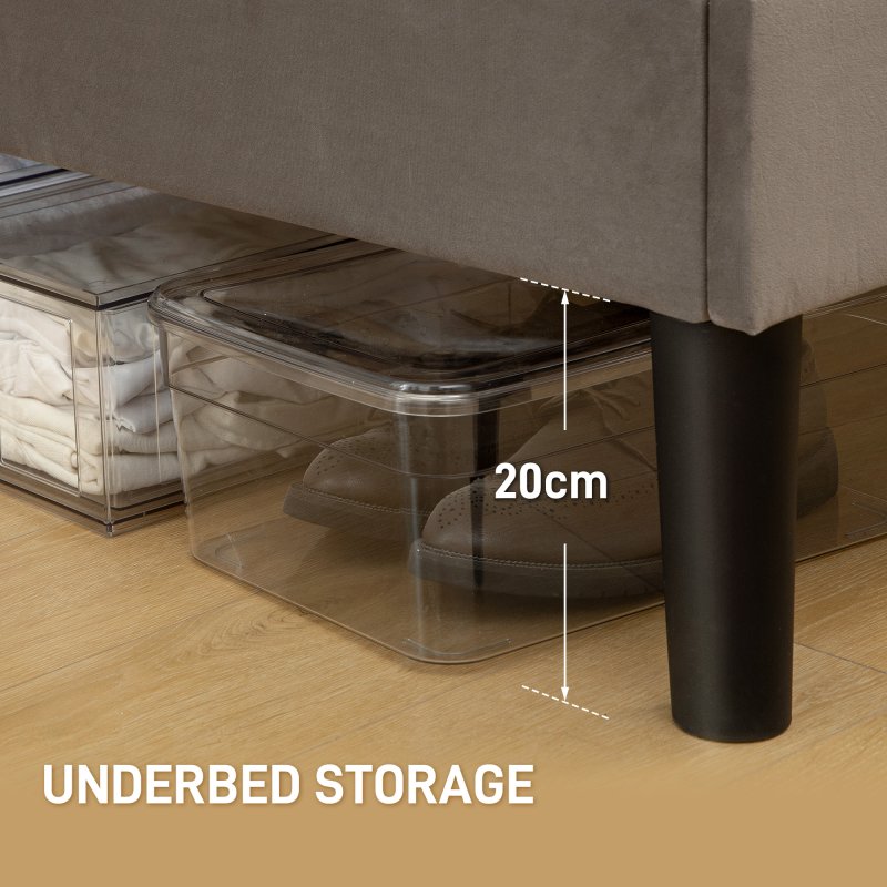 HOMCOM King Bed Frame with 5-Level Adjustable Velvet Upholstered Headboard, Wooden Slats Mattress Foundation, No Box Spring Needed, Grey