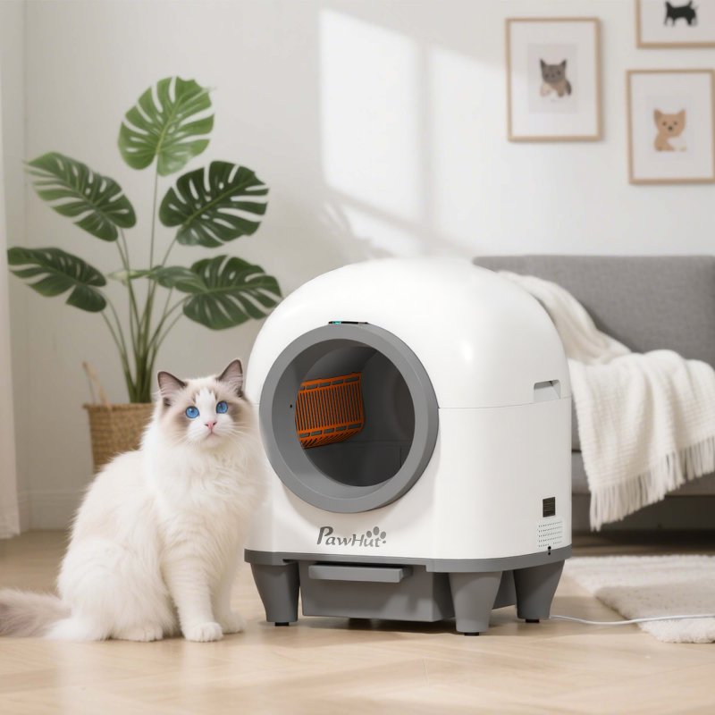 PawHut Self Cleaning Cat Litter Tray, 80L Extra Large Automatic Cat Litter Box with APP Control, Safety Protection, Odor Removal, Kitten Smart Toilet with Rubbish Bag for Multiple Kittens