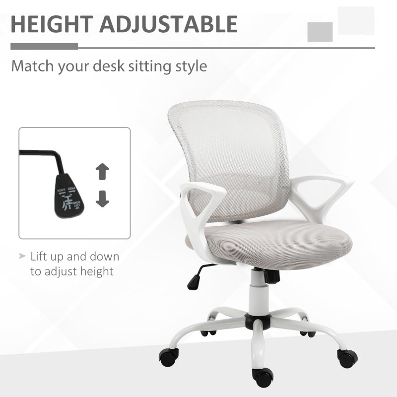 Vinsetto Office Chair, Ergonomic Computer Desk Chair, Swivel Work Task Mesh Chair with Lumbar Back Support, Adjustable Height, for Home Office Study, Grey