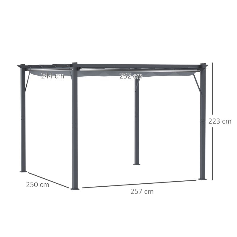 Outsunny 3 x 3(m) Aluminium Pergola Canopy Gazebo Awning Outdoor Garden Sun Shade Shelter Marquee Party BBQ, Dark Grey