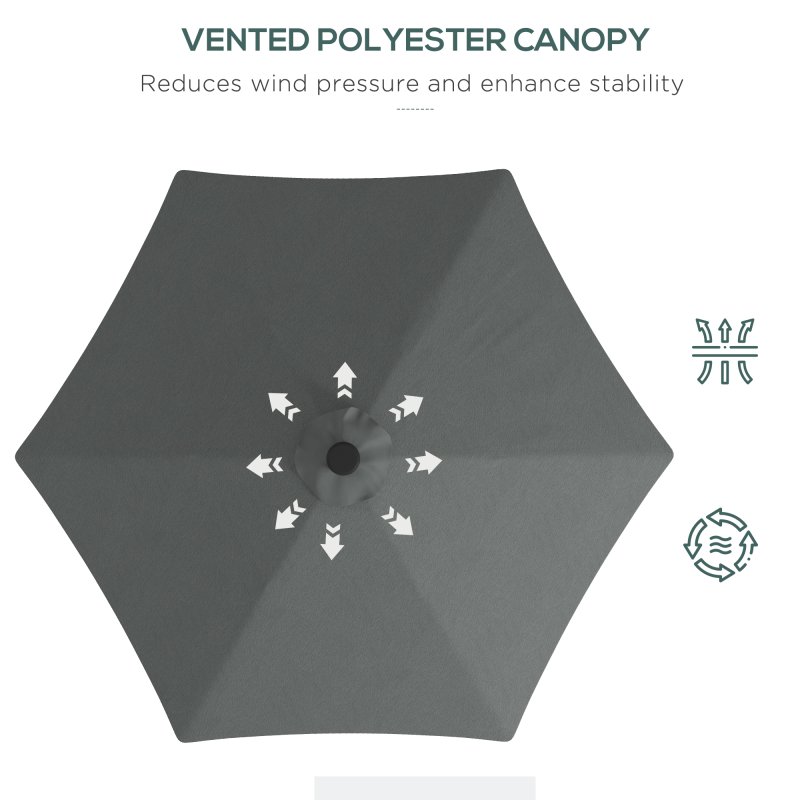 Outsunny 3(m) Cantilever Parasol with Solar LED and Easy Lever, Garden Parasol Umbrella with Cross Base and Waterproof Cover, Outdoor Sun Shades, Dark Grey
