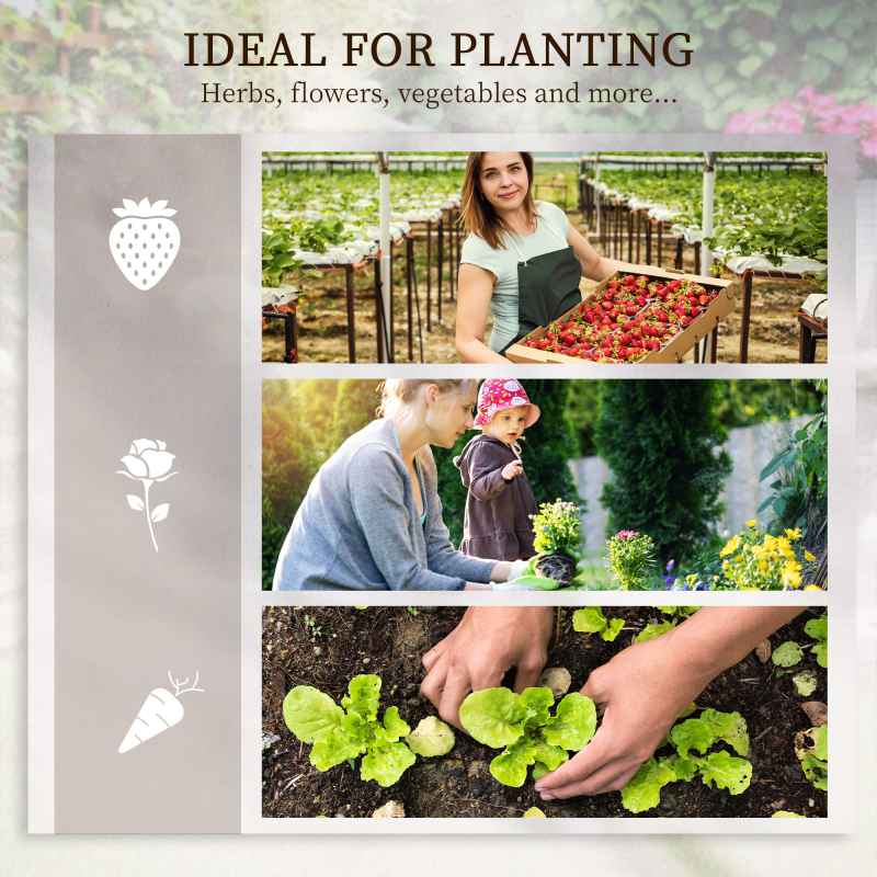 Outsunny 3 Tier Planters with Trellis for Vine Climbing, Wooden Raised Beds for Garden Patio, Outdoor Planter Box for Vegetables, Flowers, Herbs, Natural Tone