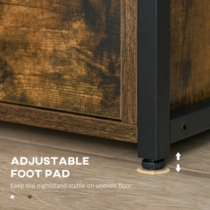 HOMCOM Industrial Side Table with Drawer, Sofa Table, Bedside Cabinet with Storage Shelf, Slim Nightstand for Living Room, Bedroom