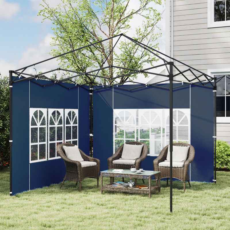 Outsunny Gazebo Side Panels with Window for 3x3(m) or 3x6m Gazebo Canopy, 2 Pack Sides Replacement, Blue
