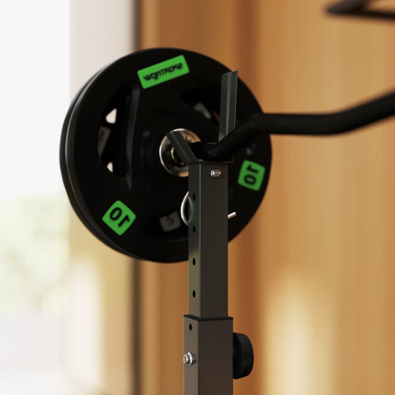 SPORTNOW Adjustable Weight Bench with Bench Press Rack, Leg Extension, Preacher Curl Bench and Lat Pull Down Machine for Home Gym, Incline or Flat Workout Bench for Strength Training Weight Lifting