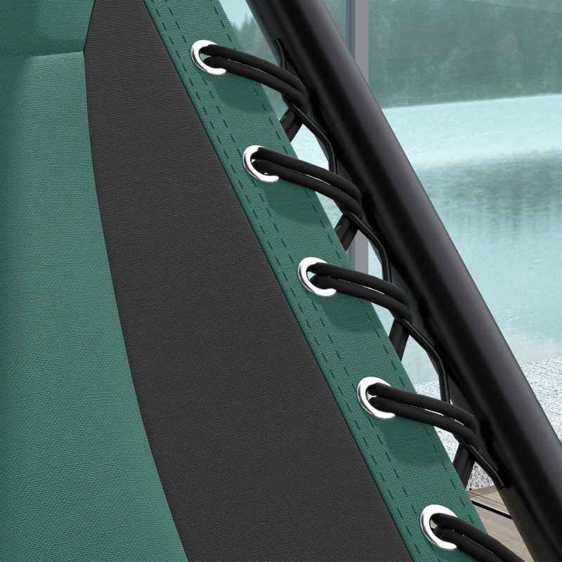 Outsunny Zero Gravity Lounger Chair, Folding Reclining Patio Chair with Shade Cover, Padded Seat, Cup Holder, Soft Cushion and Headrest for Poolside, Camping, Green