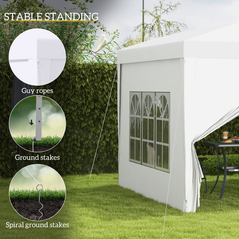 Outsunny 3 x 3(m) Pop Up Gazebo, Water and UV Resistant Party Tent Camping Canopy Marquee with Carry Bag, White