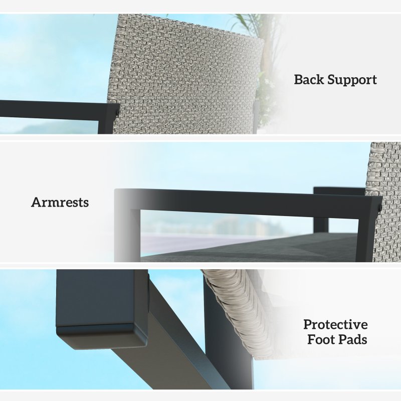 Outsunny Garden Storage Bench with 151.5L Capacity, Inner Bag, 2 Seater PE Rattan Outdoor Garden Bench with Storage, Cushion, Wicker Outdoor Bench Loveseat for Patio, Grey