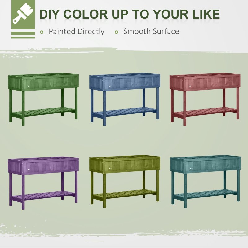 Outsunny Wooden Herb Planter with 8 Pocket, Raised Bed Container Garden Planter Boxes, 110L x 46W x 76Hcm, Brown