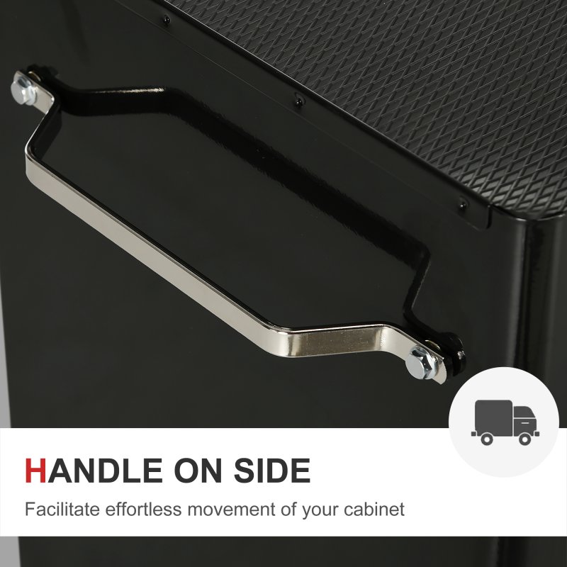 HOMCOM 5-Drawer Lockable Steel Tool Storage Cabinet with Wheels Handle 2 Keys Organisation Box Unit Chest Garage DIY Workshop Trolley Red