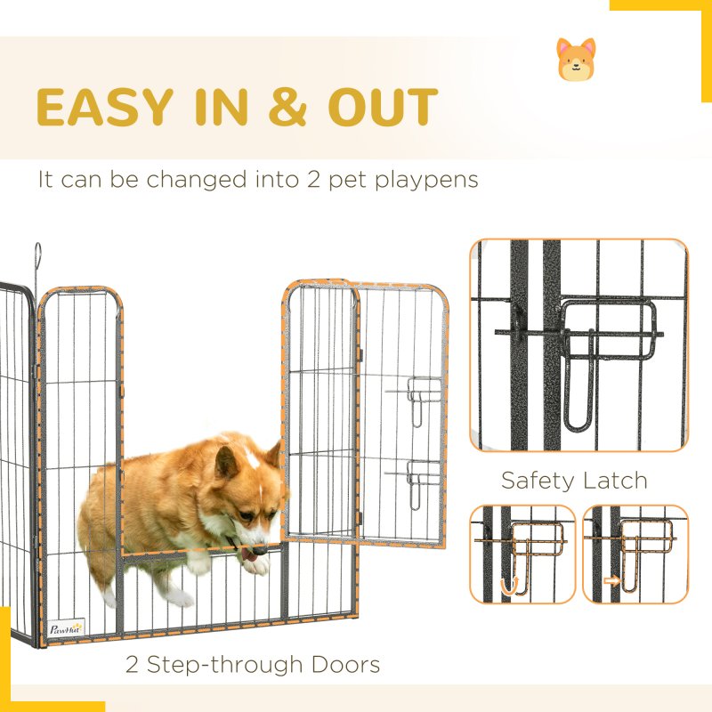 PawHut Dog Pen 16 Panels Puppy Pen Heavy Duty Pet Playpen for Indoor Outdoor for Dogs, Rabbits, Ducks 80cm High