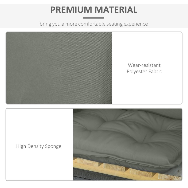 Outsunny Set of 2 Garden Chair Cushion Seat, 120L x 50W x 9D cm High Back Dining Chair Padded Patio Chair with Pillow for Indoor and Outdoor Use, Dark Grey