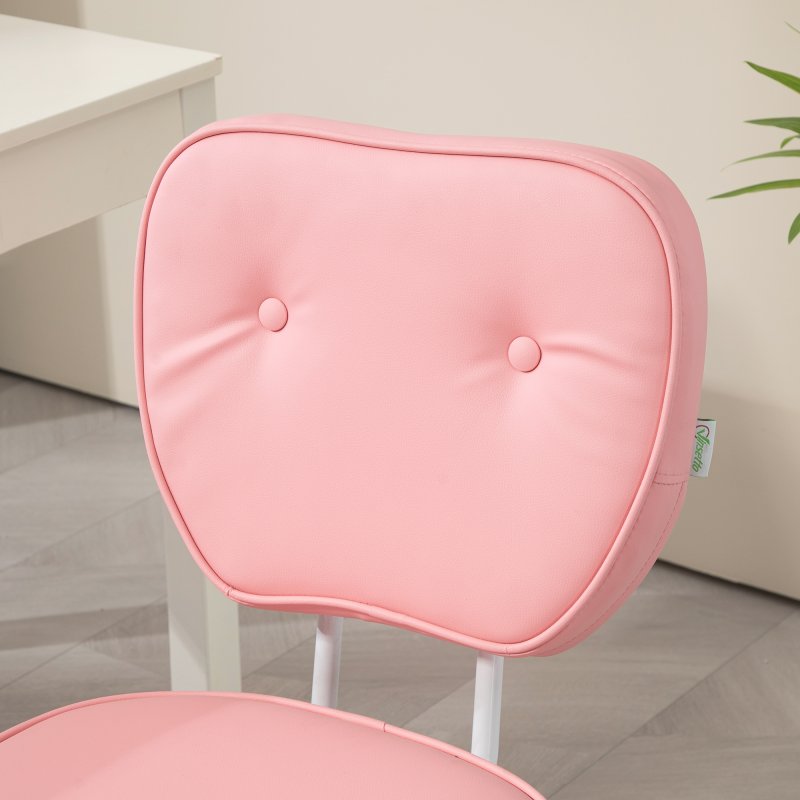 Vinsetto Cute Armless Office Chair, Small PU Leather Computer Desk Chair with Adjustable Height, Swivel Wheels, Mid Back, Pink