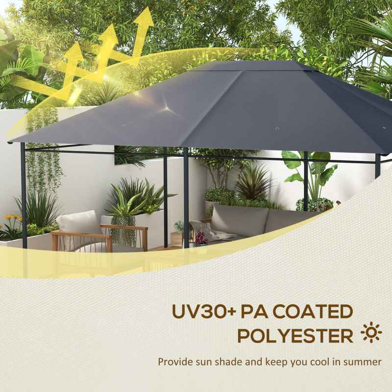 Outsunny 3 x 4m Gazebo Canopy Replacement Covers, Garden Gazebo Roof Replacement with Vents and Drain Holes, TOP COVER ONLY