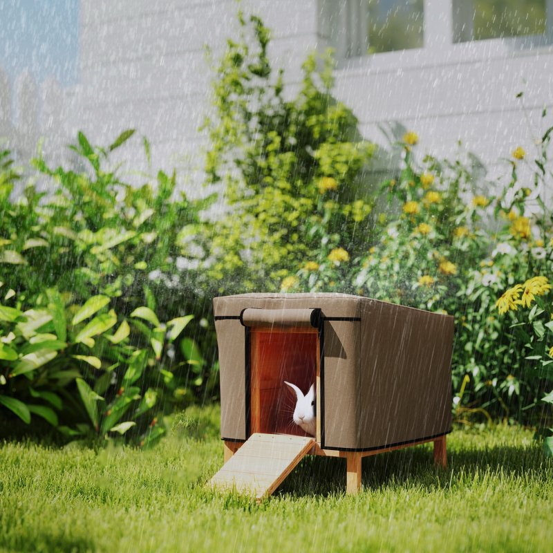 PawHut Rabbit Hutch Cover, Guinea Pig Hutch Cover, for Model X-D2-0047 & Similar Models, 43 x 52 x 37cm, Brown