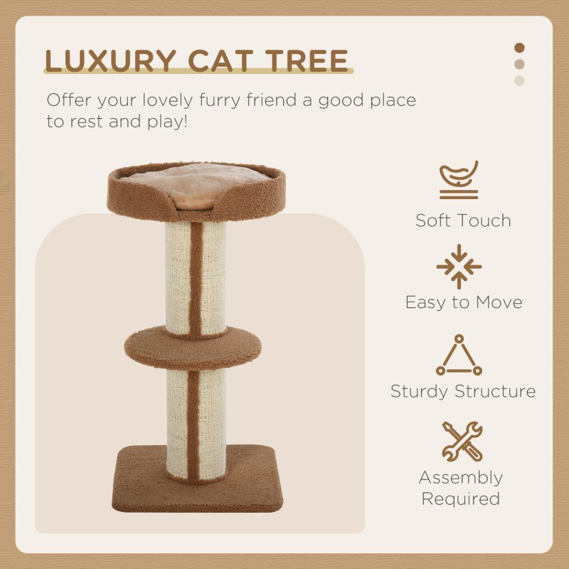 PawHut 91cm Cat Tower Scratching Posts Cat Tree for Indoor Cats Kitten Activity Centre Brown