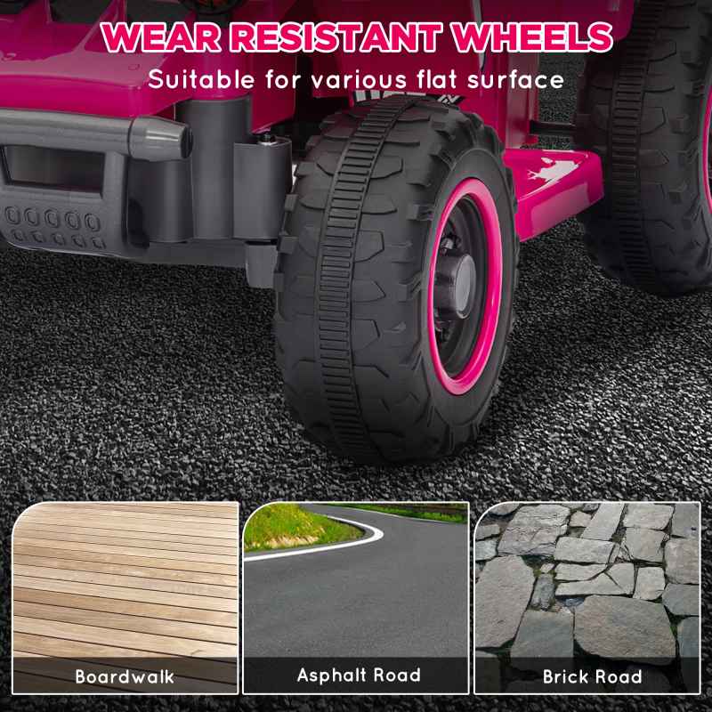 AIYAPLAY 6V Electric Car for Kids, Battery Powered Kids ATV, Quad Bike with Forward Backward, LED Headlights, for Ages 18-36 Months, Pink