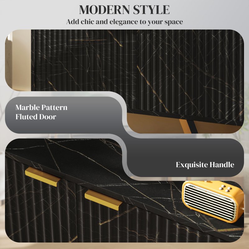 HOMCOM Marble Effect TV Unit, TV Stand Cabinet for up to 70