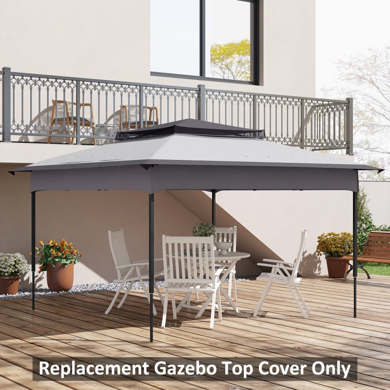 Outsunny Gazebo for 3.25m x 3.25m Frame, 2 Tier Gazebo Cover, UV Protection, Grey
