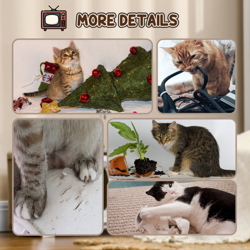 PawHut Cardboard Cat House with Scratcher, Catnip, TV-Shaped Cat Play House with Toy Mouse for Indoor Cats