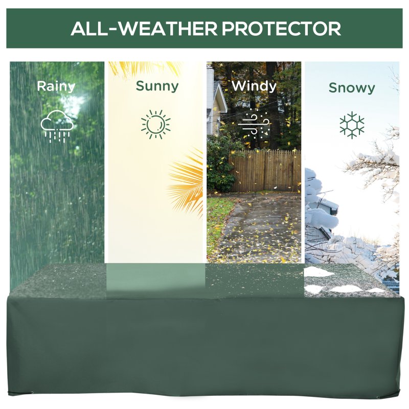 Outsunny 600D Oxford Outdoor Garden Furniture Sofa Set Cover, Waterproof Anti-UV Rattan Sun Lounger Protection Protector Cover, 255L x 142W x 86Hcm, Green