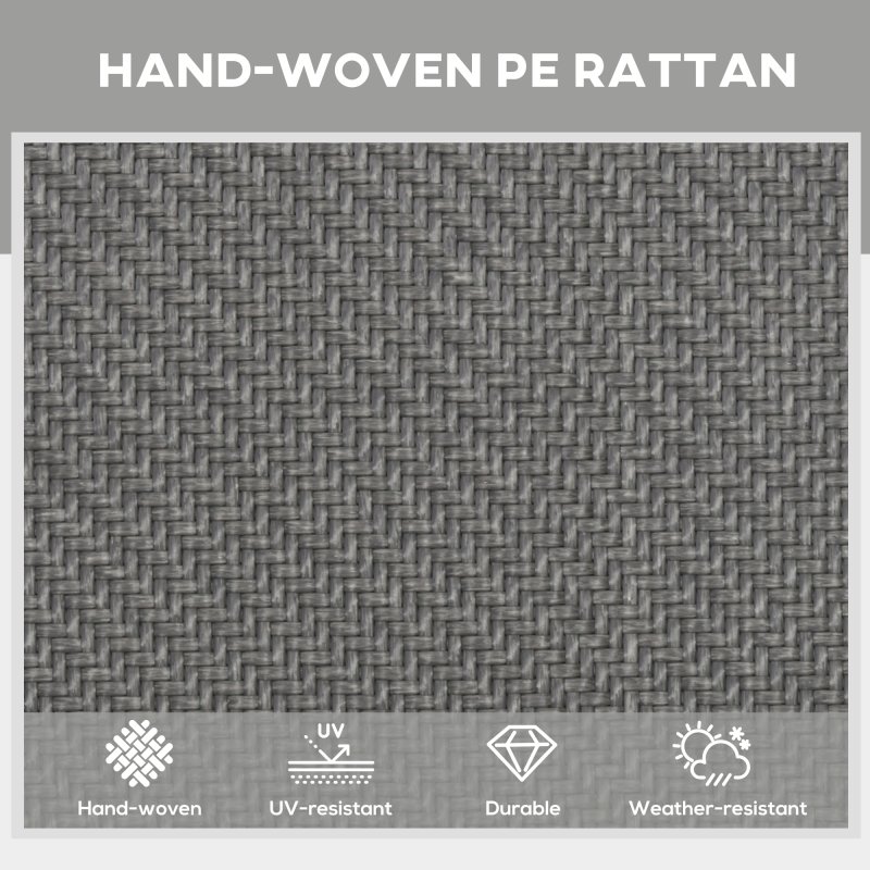 Outsunny Foldable Outdoor PE Rattan Sun Lounger, Patio Wicker Recliners Lounge Chair w/ 5-Level Adjustable Backrest, for Poolside, Garden, Grey