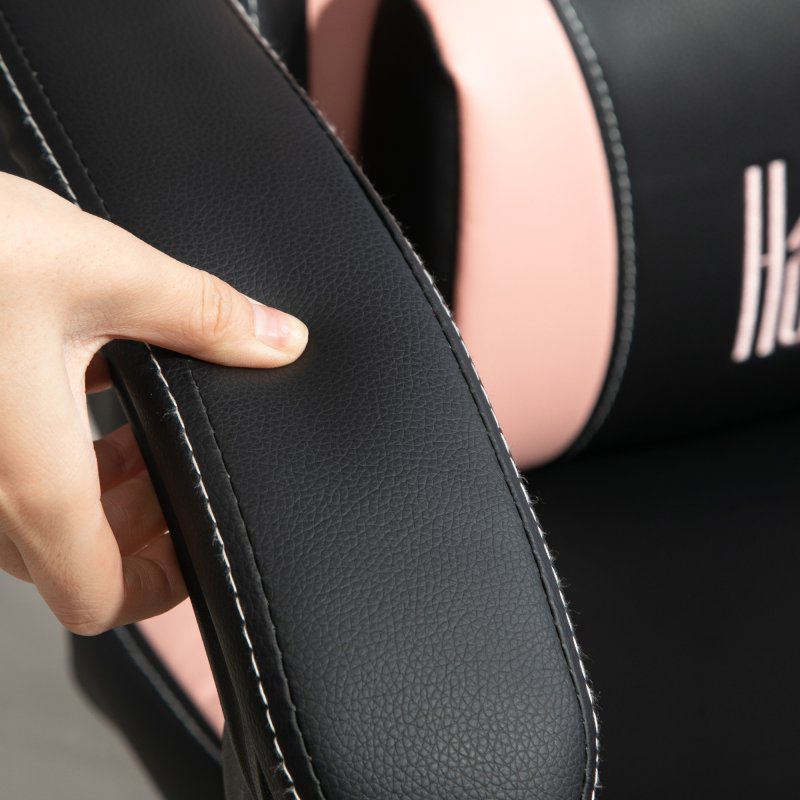 HOMCOM Gaming Chair for Adults with Cat Ears, Reclining Computer Chair with Footrest, Faux Leather Game Chair with Lumbar Support and Headrest, Height Adjustable Swivel PC Chair, Black