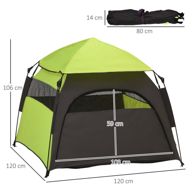 PawHut Foldable Dog Cat Tent, Portable Pet Playpen with Water-Resistant Oxford Cloth, Carry Bag, Exercise Tent for Extra Large Dog, Cat, Indoor Outdoor Use, Green