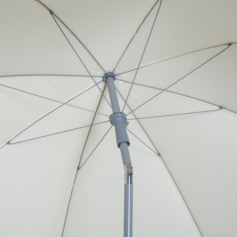 Outsunny 2.2m Beach Umbrella, Portable Parasol with Tilting Function, Outdoor Sunshade Shelter with 8 Ribs for Garden, Pool and Patio, Cream White