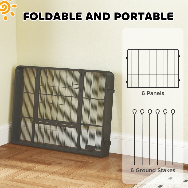 PawHut Dog Pen 6 Panels Puppy Pen Heavy Duty Pet Playpen for Indoor Outdoor for Dogs, Rabbits, Ducks 60cm High