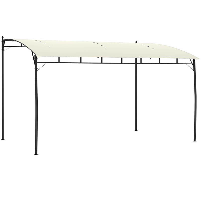 Outsunny 3 x 4m Pergola, Lean to Garden Gazebo with UV-Resistant Canopy and Metal Frame, Outdoor Sun Shade Shelter for Porch, Patio, Deck, Cream White