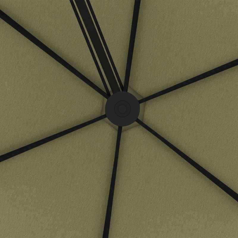 Outsunny 3(m) Cantilever Parasol with Solar LED and Easy Lever, Garden Parasol Umbrella with Cross Base and Waterproof Cover, Outdoor Sun Shades, Beige