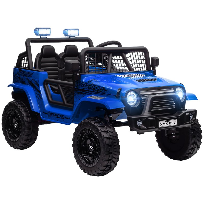 AIYAPLAY Kids Ride On Car, 12V Battery Powered Electric Truck with 4 Spring Suspension Wheels, Parental Remote Control, Music Horn LED Lights, Blue