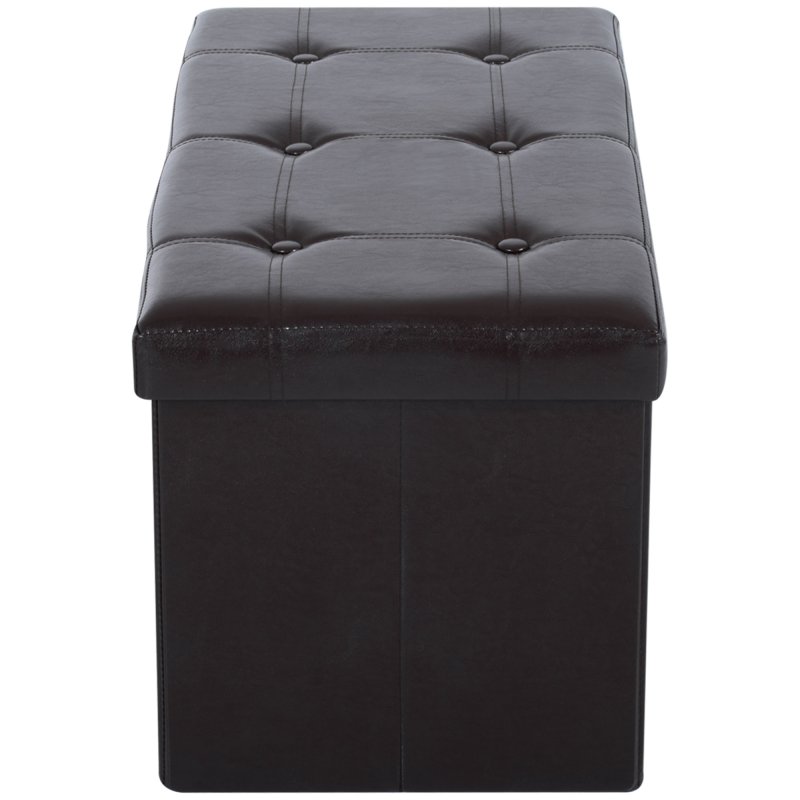 HOMCOM Folding Faux Leather Storage Cube Ottoman Bench Seat PU Rectangular Footrest Stool Box 