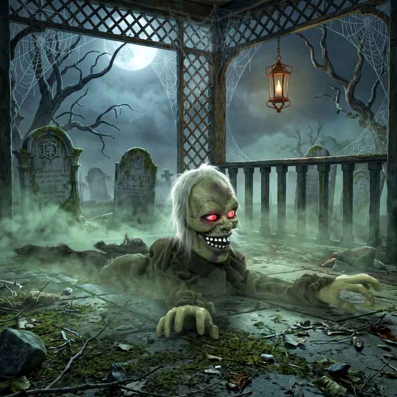 HOMCOM Halloween Animatronic Crawling Zombie Halloween Decoration with Light-Up Eyes and Creepy Sound, Wailing Zombie Prop for Haunted House Props Halloween Covered Outdoor Decoration