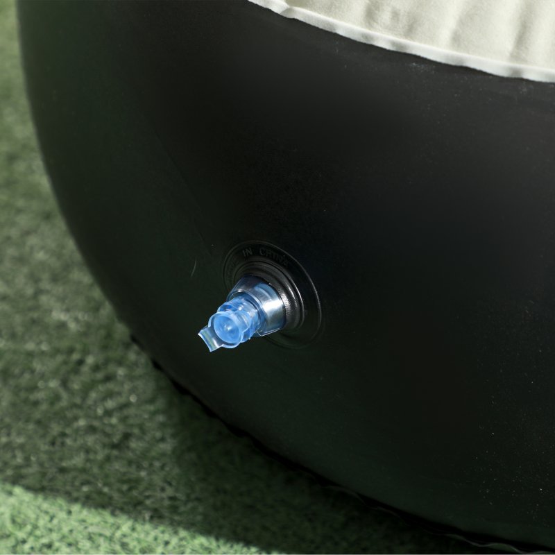 Outsunny Inflatable Chair and Footstool, Inflatable Sofa Lounger with Soft Plush Fabric and Cup Holder, for Camping, Gaming, Reading and Movie Watching, Grey