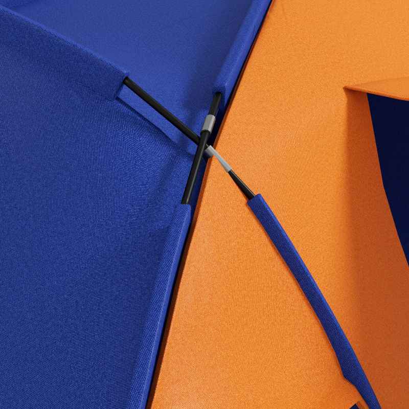 Outsunny 4-6 Man Tunnel Tent with 2 Bedroom, Living Area and Porch, Large Camping Tent, 2000mm Waterproof, Portable with Bag, for Fishing Hiking Festival, Orange and Blue