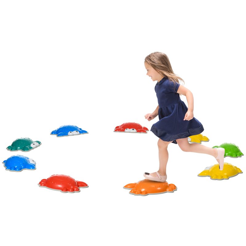 ZONEKIZ Stepping Stones Kids, 9PCs Crab-Designed Balance River Stones with TPE Anti-Slip Edge, Indoor Outdoor Sensory Toy, Obstacle Courses, Stackable