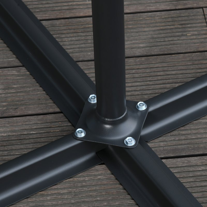 Outsunny 3(m) Garden Banana Parasol Hanging Cantilever Umbrella with Crank Handle, 8 Ribs and Cross Base for Outdoor, Sun Shade, Black