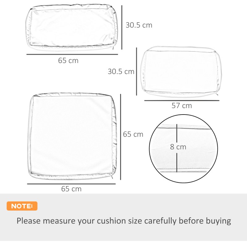 Outsunny Replacement Cushion Covers for Garden Sofa Set, Garden Rattan Sofa Cushion Polyester Cover Replacement Outdoor - No Cushion Included, Black