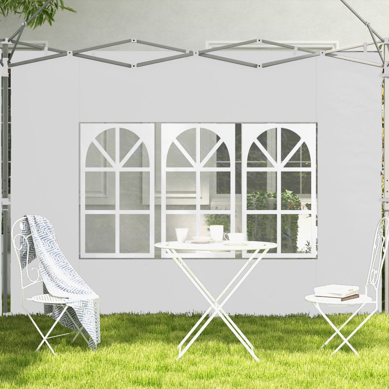 Outsunny Gazebo Side Panels with Window for 3x3(m) or 3x4m Pop Up Gazebo, 2 Pack Sides Replacement, White