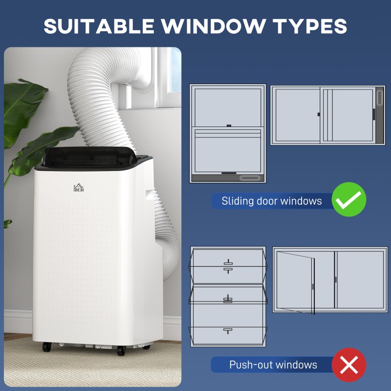 HOMCOM 12000 BTU Portable Air Conditioner, Smart Home WiFi Compatible, 3-in-1 Dehumidifier Cooler Fan, with Sleep Mode, Remote, 24H Timer, Window Venting Kit, A Energy Efficiency, 26m²