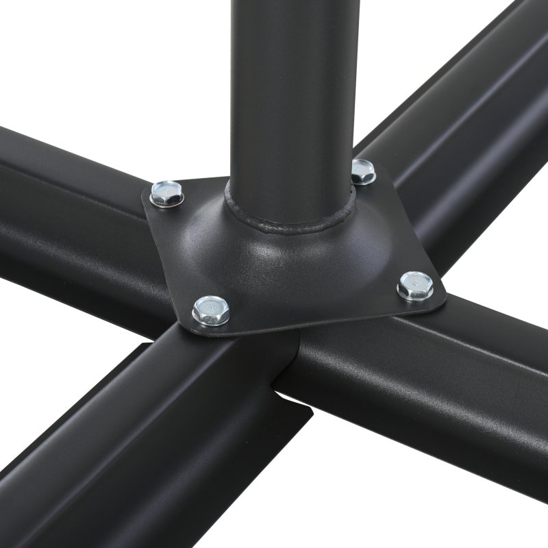 Outsunny 4PCs Fillable Parasol Base Weights with Steel Cross Base, HDPE Garden Umbrella Stand 60L Water or 72kg Sand Filled Weights Plastic Black