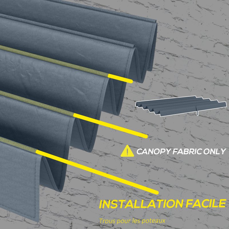 Outsunny Retractable Pergola Roof, Sun Shade Cover, UV30+ Protected Replacement Canopy Fabric for 2.85 x 2m Pergola, Dark Grey