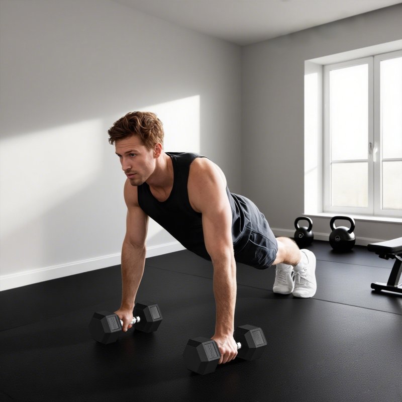 HOMCOM 2x20KG Rubber Hex Dumbbell Portable Hand Weights Dumbbell Home Gym Workout Fitness Hand Weight