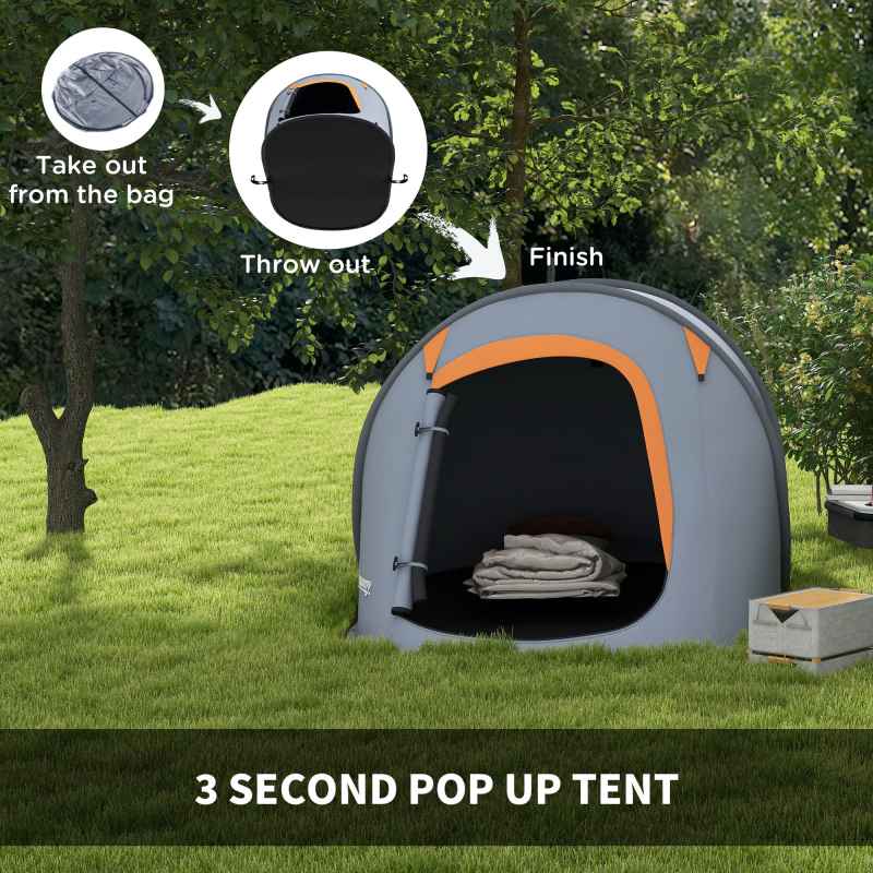 Outsunny 2 Man Pop up Tent, Camping Tent, 2000mm Waterproof with Portable Carry Bag for Fishing Hiking Backpacking, Grey